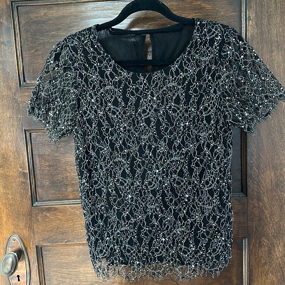 Sachin + Babi - sequenfe and beaded tee - size xs